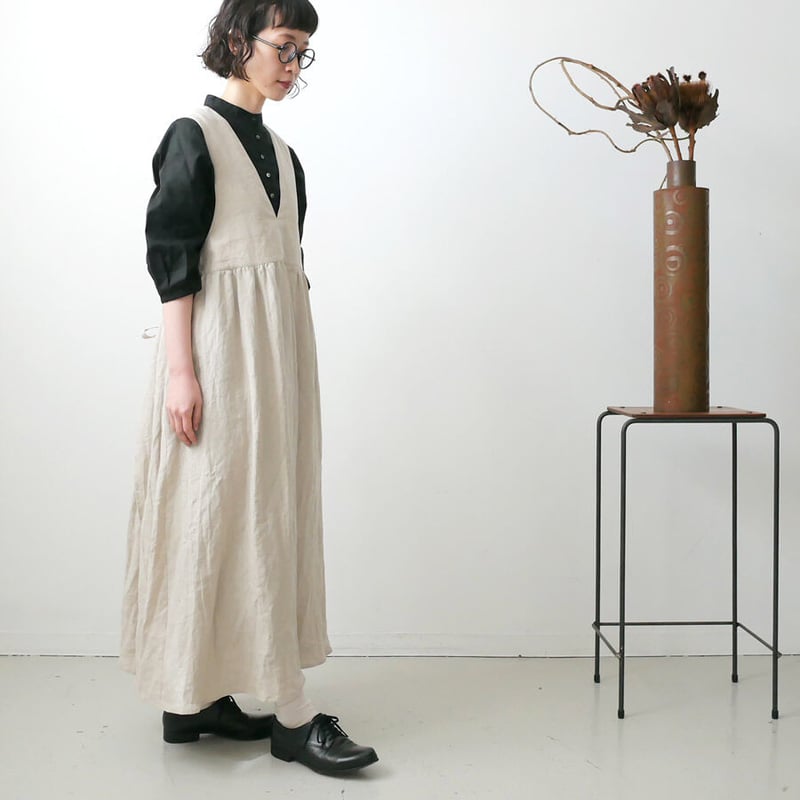 Alaris｜アラリス｜スクイードエプロンワンピース｜Natural｜22-AP-105