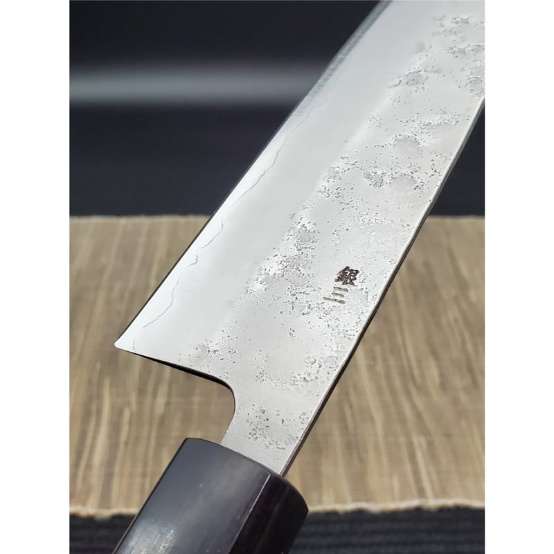 義弘作】銀三梨地 三徳165mm ウォールナット柄 | 山脇刃物製作所