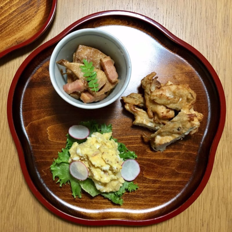 梅型盆 すり漆 渕朱 27cm | Shop 87.5