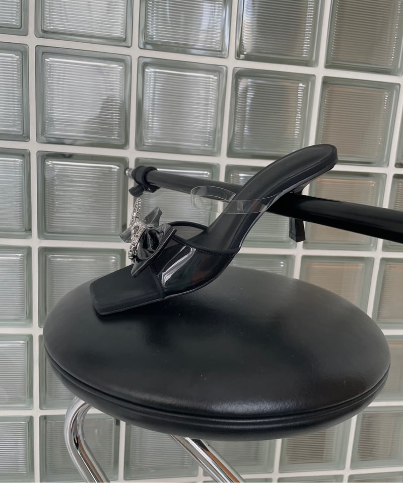 Bijou Ribbon Clear Mules /ビジューリボンクリアミュール | FICT