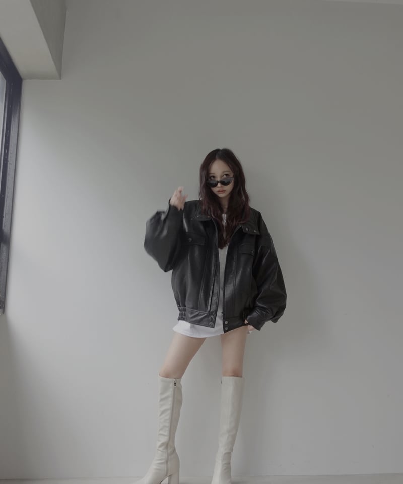 ウォッシュレザーブルゾン /Faux Leather Blouson | FICTION TO