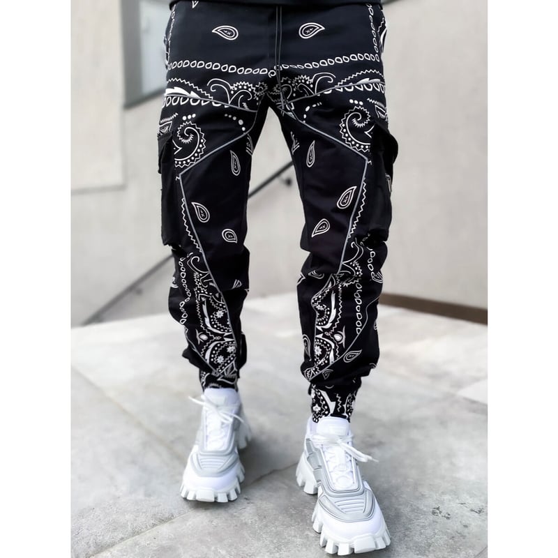 GUAPI/ Paisley cargo pants V2 ”BLACK” | BINGOST