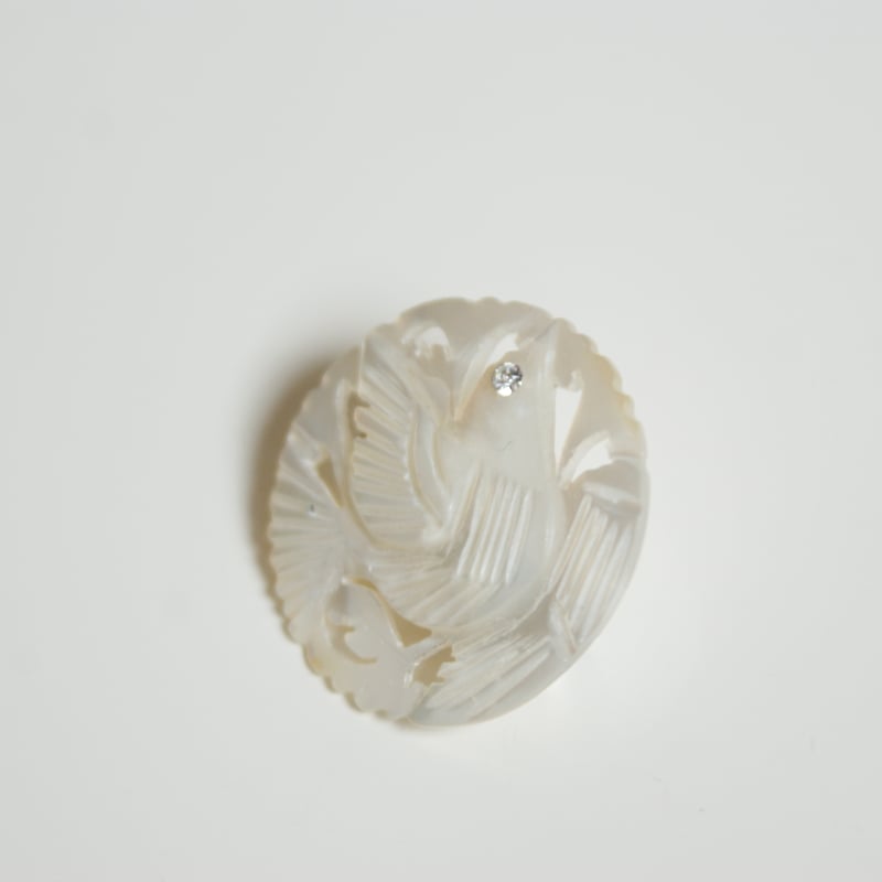 ベツレヘムパール 白蝶貝 マザーオブパール 鳩 ミニブローチ