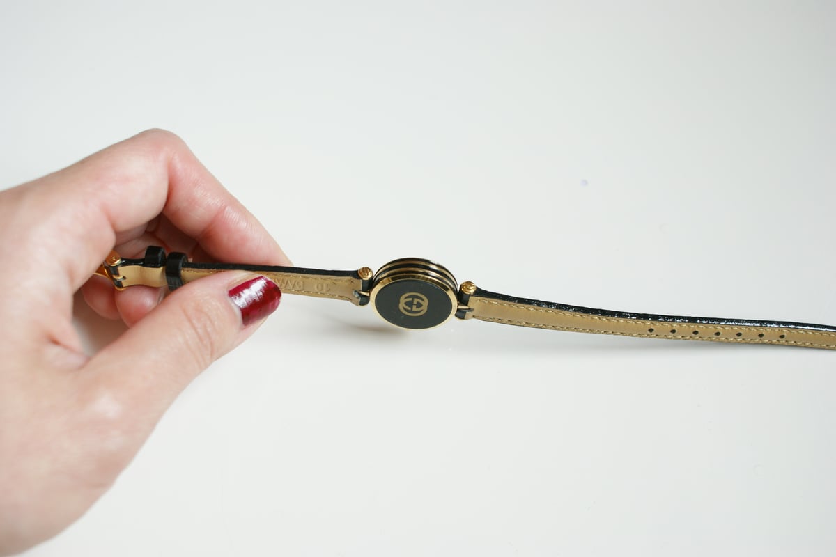 GUCCI グッチ シェリーライン ブラック レザー 腕時計/ ヴィンテージ