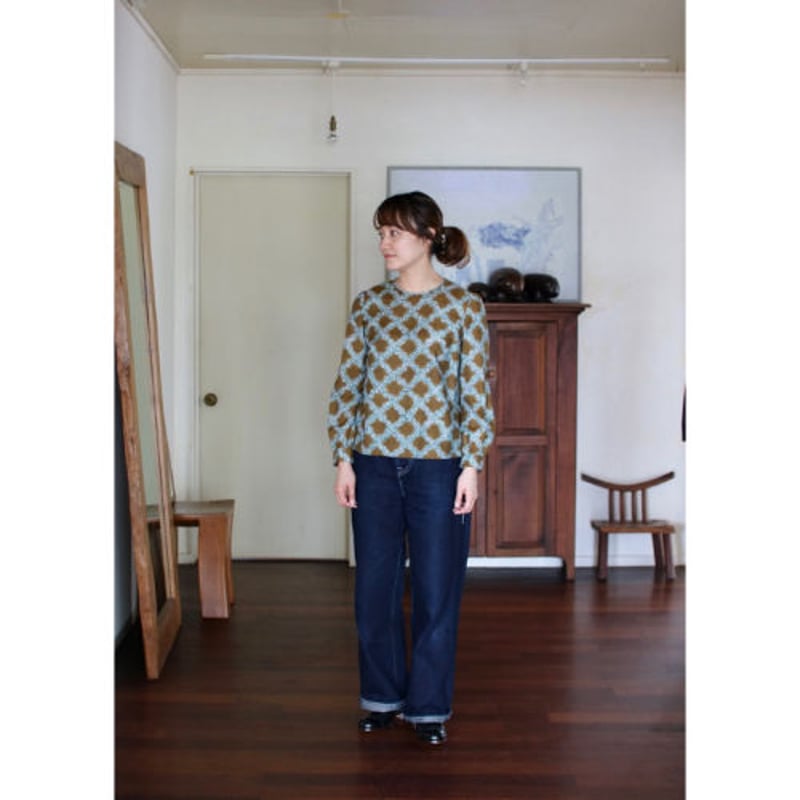 ミナ ペルホネン petal check クルーネックブラウス | Shoka: