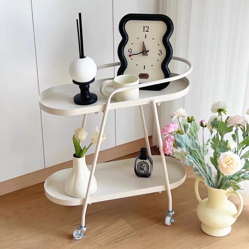 キャスター付 楕円形 収納 ワゴン 全2色 サイドテーブル | 70PARK