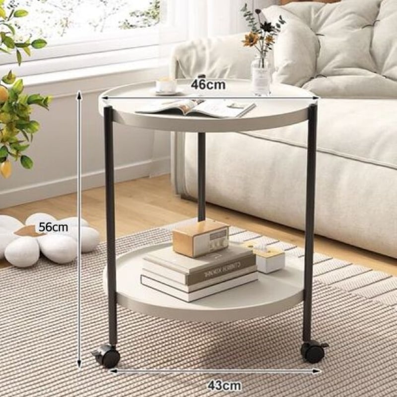 キャスター付き ラウンド サイドテーブル 全4色 ワゴン | 70PARK