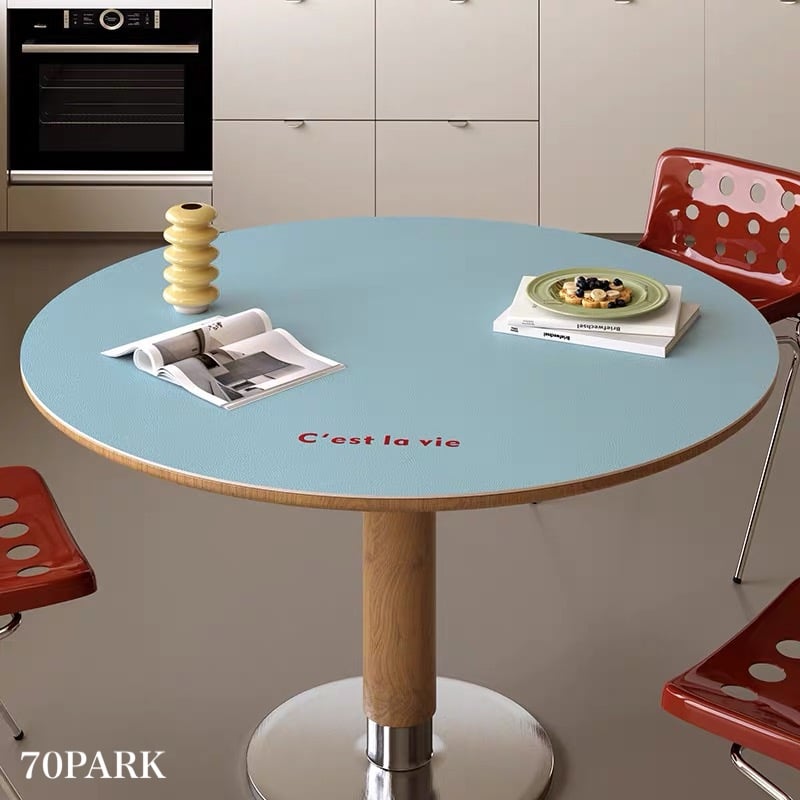 シンプル レタリング カラー ラウンド テーブルクロス マット 全6色