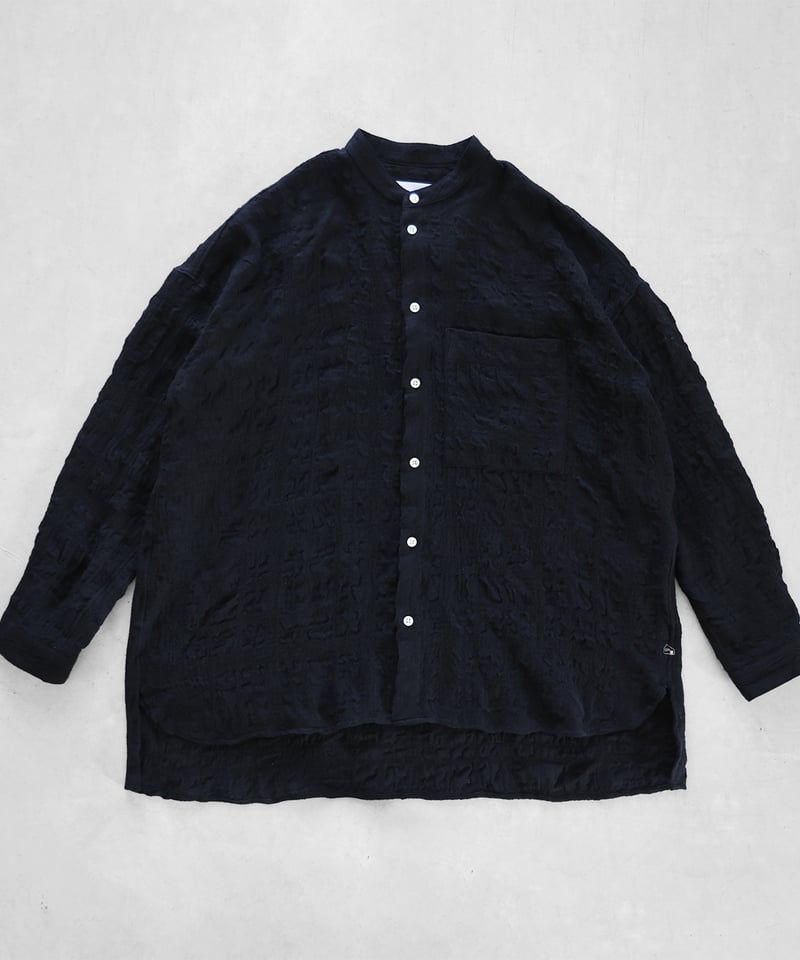 HUIS |“HUIS×尾州”縮絨綿ウールガーゼバンドカラーオーバーシャツ
