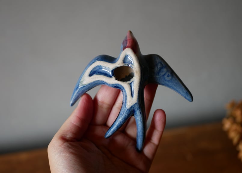 陶器のツバメ 壁掛け オブジェ フランスアンティーク ブロカント S