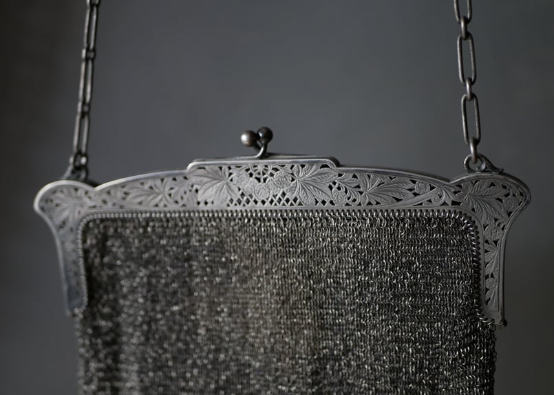 純銀 スターリングシルバー サック メッシュバッグ フランス