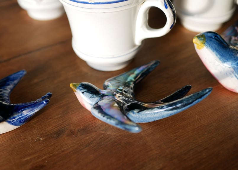 陶器のツバメ 壁掛け オブジェ フランスアンティーク ブロカント S