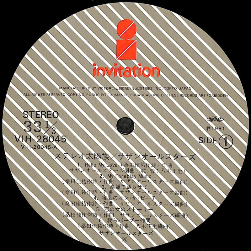サザンオールスターズ / ステレオ太陽族 [※国内盤,品番:VIH-28045］(LP