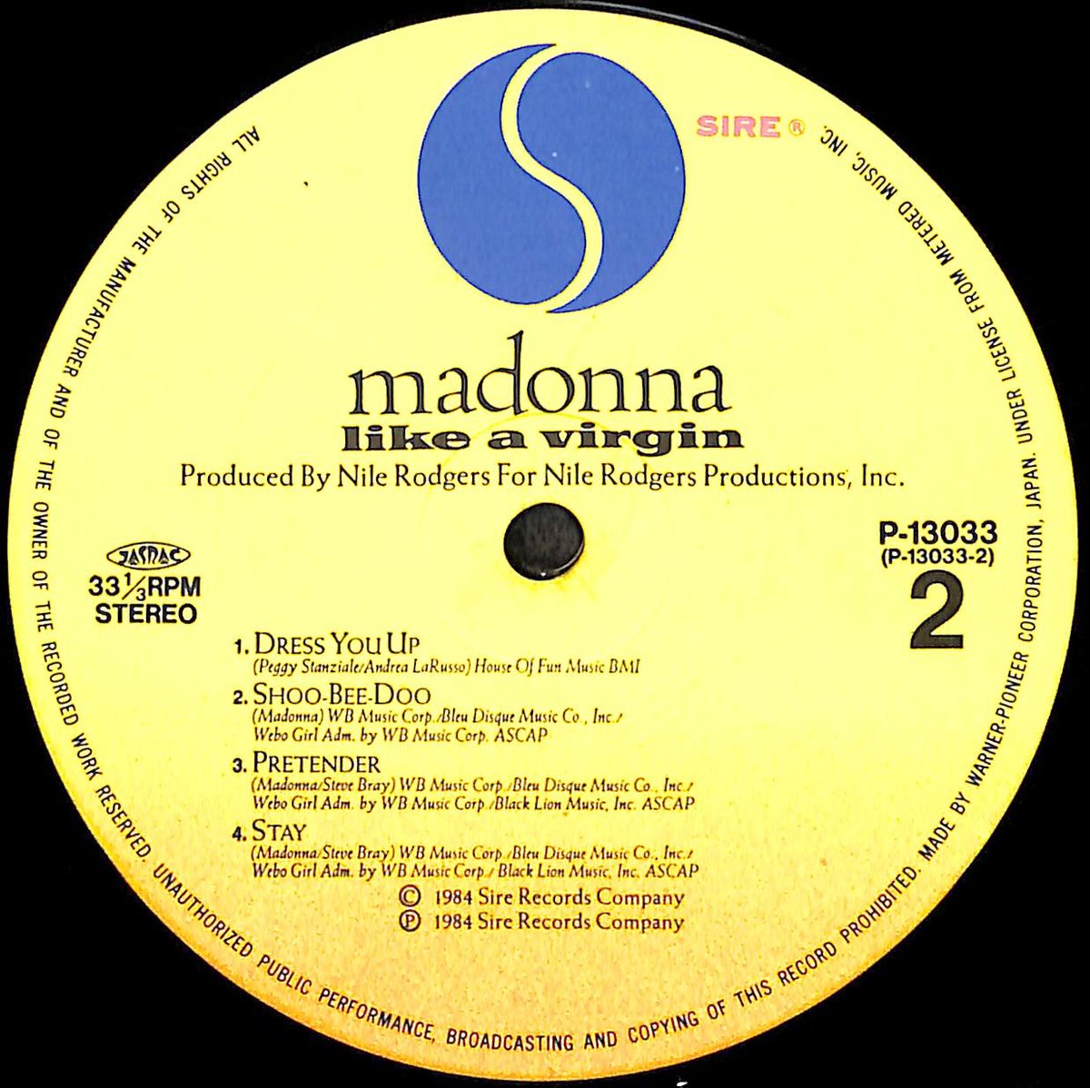 マドンナ / ライク・ア・ヴァージン [※国内盤,品番:P-13033］(LP