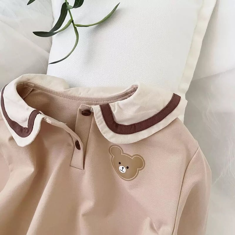 くま耳襟セーラーロンパースorワンピース(2375) | こどもふく🧸mocokids