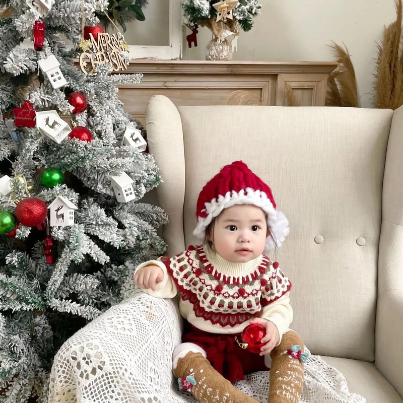 Xmasノルディスク柄セーター×ニットブルマ(3331) | こどもふく🧸mocokids