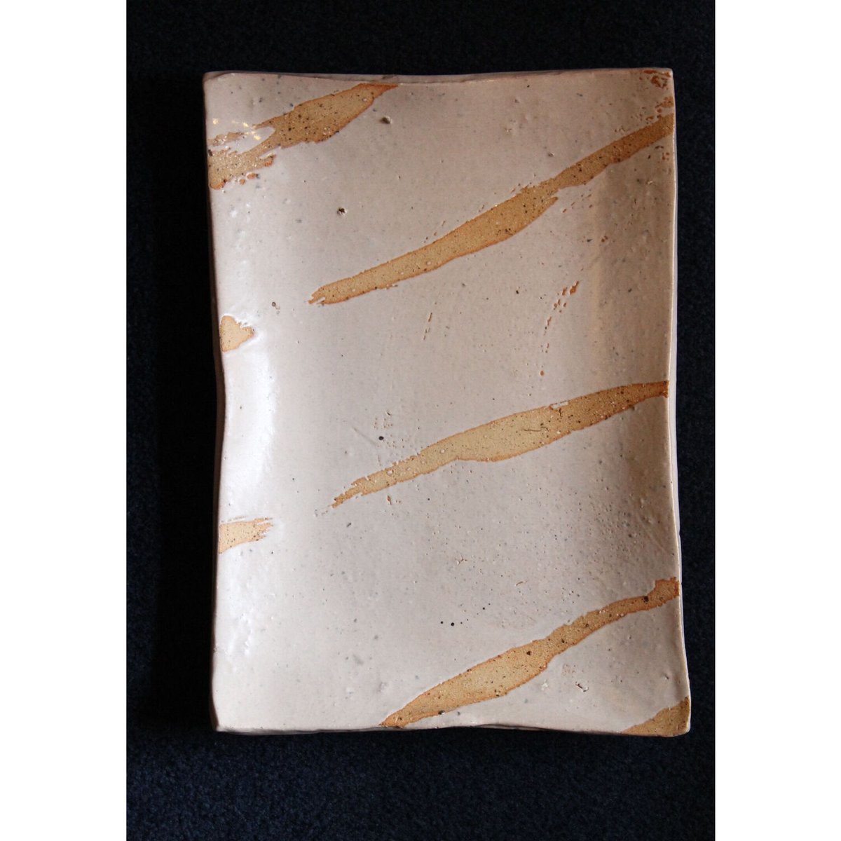 沖縄 大嶺實清さん 白釉 長方形 角皿 大嶺工房 やちむん≪送料無料