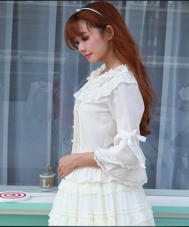 ホワイト ロリータ 姫袖 ブラウス XLサイズ [LO1] | Roses on the Ro