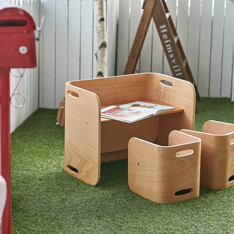 HoppL ホップル コロコロチェア＆デスク 3点セット （NA/IV/BWN