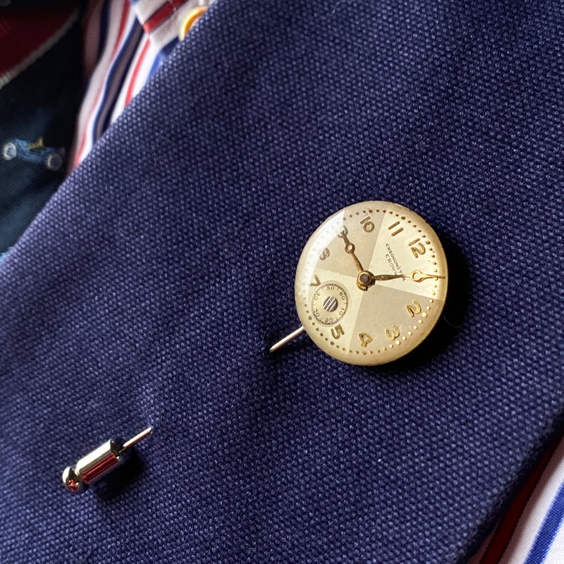 K0685】antique dial hatpin/lapel pin | 9時5分の歯車