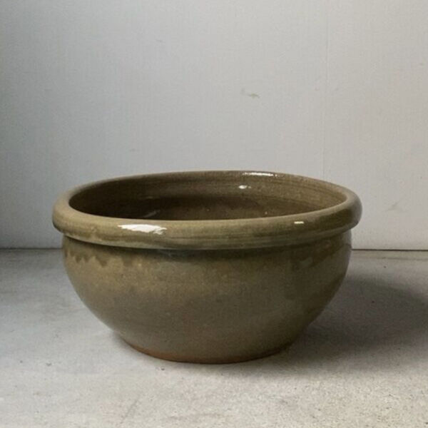 黄瀬戸 こね鉢・水鉢・花鉢・めだか鉢**昭和レトロ** 黄瀬戸 こね鉢