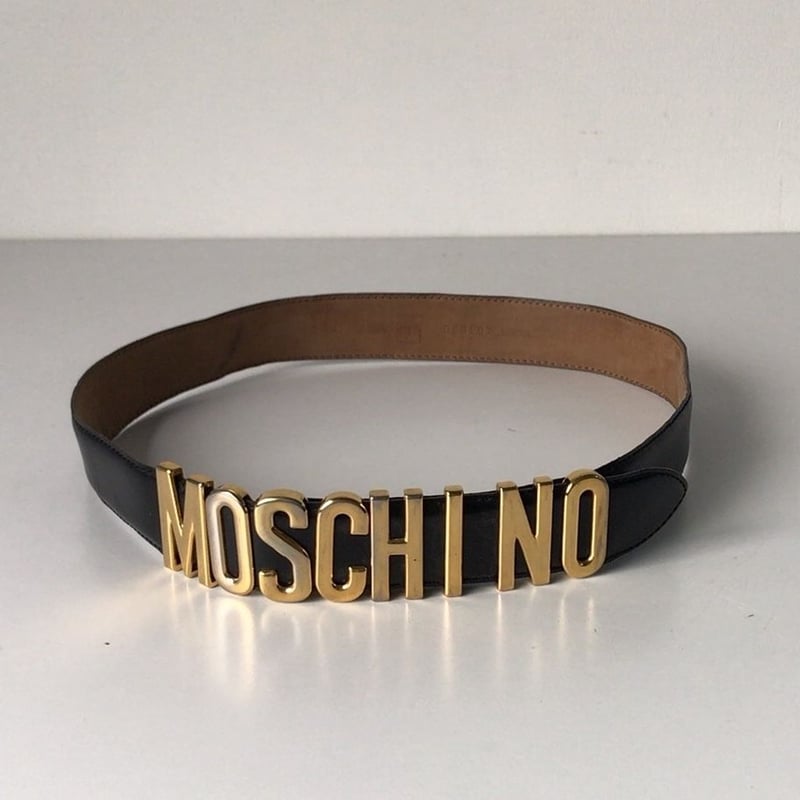 MOSCHINO モスキーノ ヴィンテージ ムーブ ロゴ プレート レザーベルト