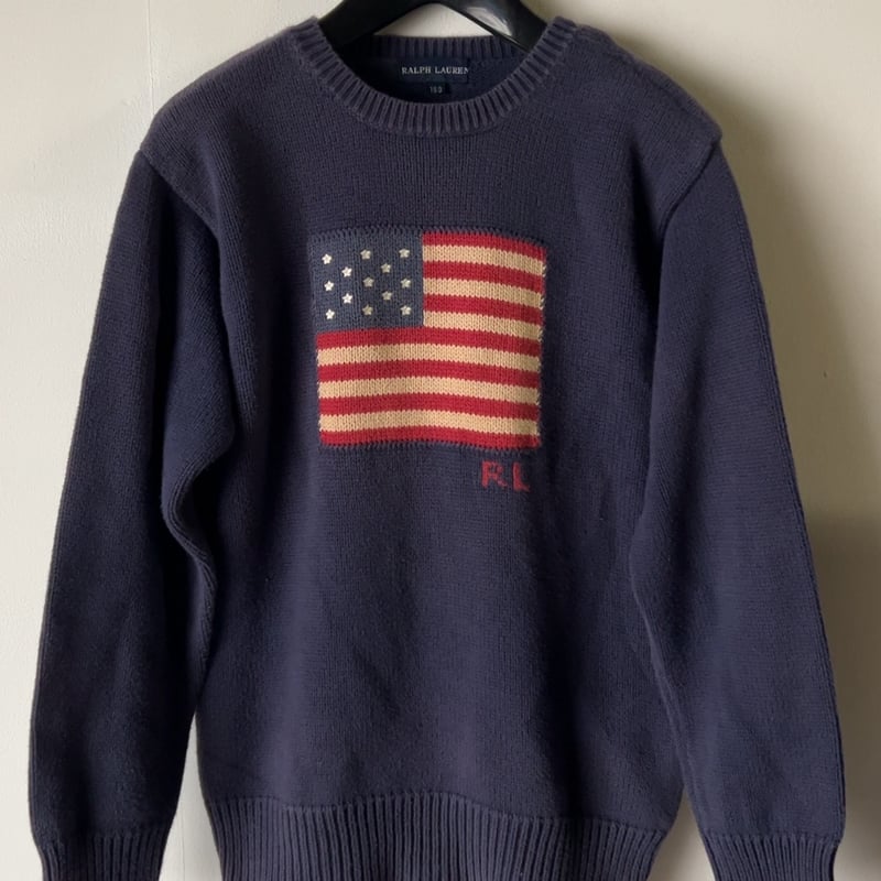 RALPH LAUREN ラルフローレン 星条旗 コットンセーター RLロゴ有り