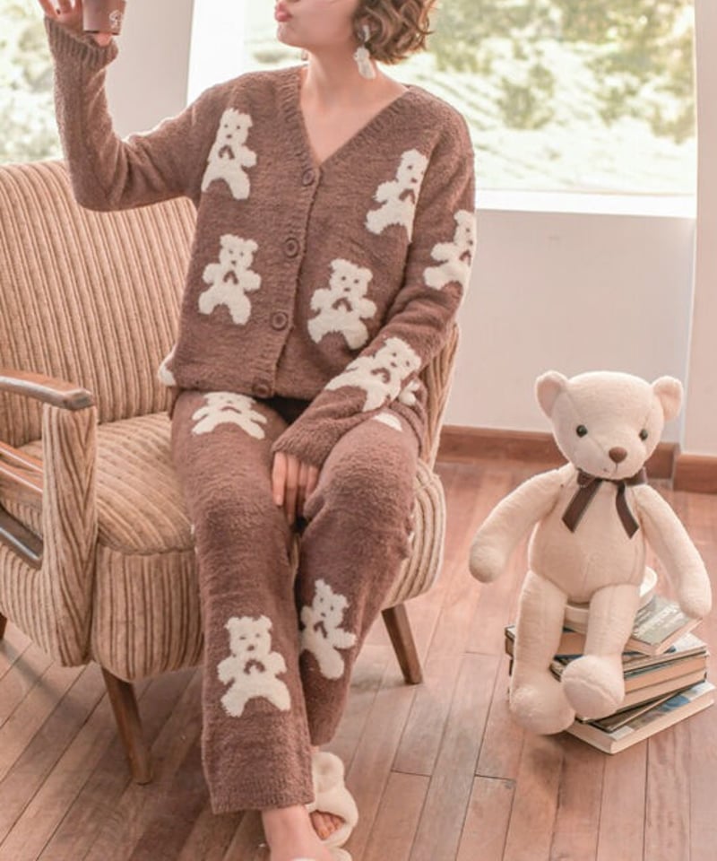 くまちゃんカーディガンルームウェア 3色展開 | celeste