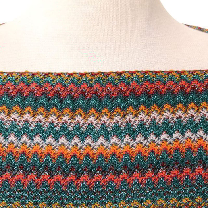 ミッソーニ Missoni ニットポンチョ 羊毛ラメミックス オレンジ