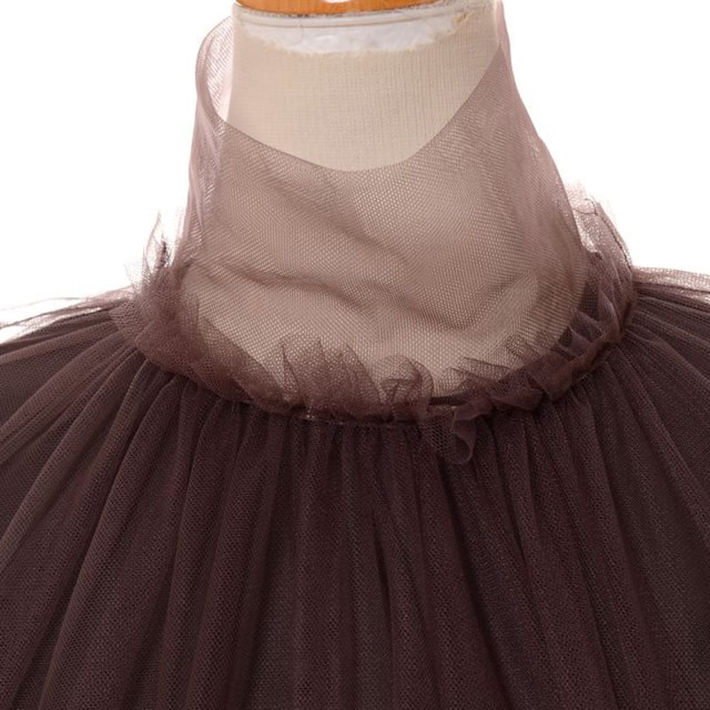 チカ キサダ chika kisada チュール長袖ワンピース ナイロン ブラウン