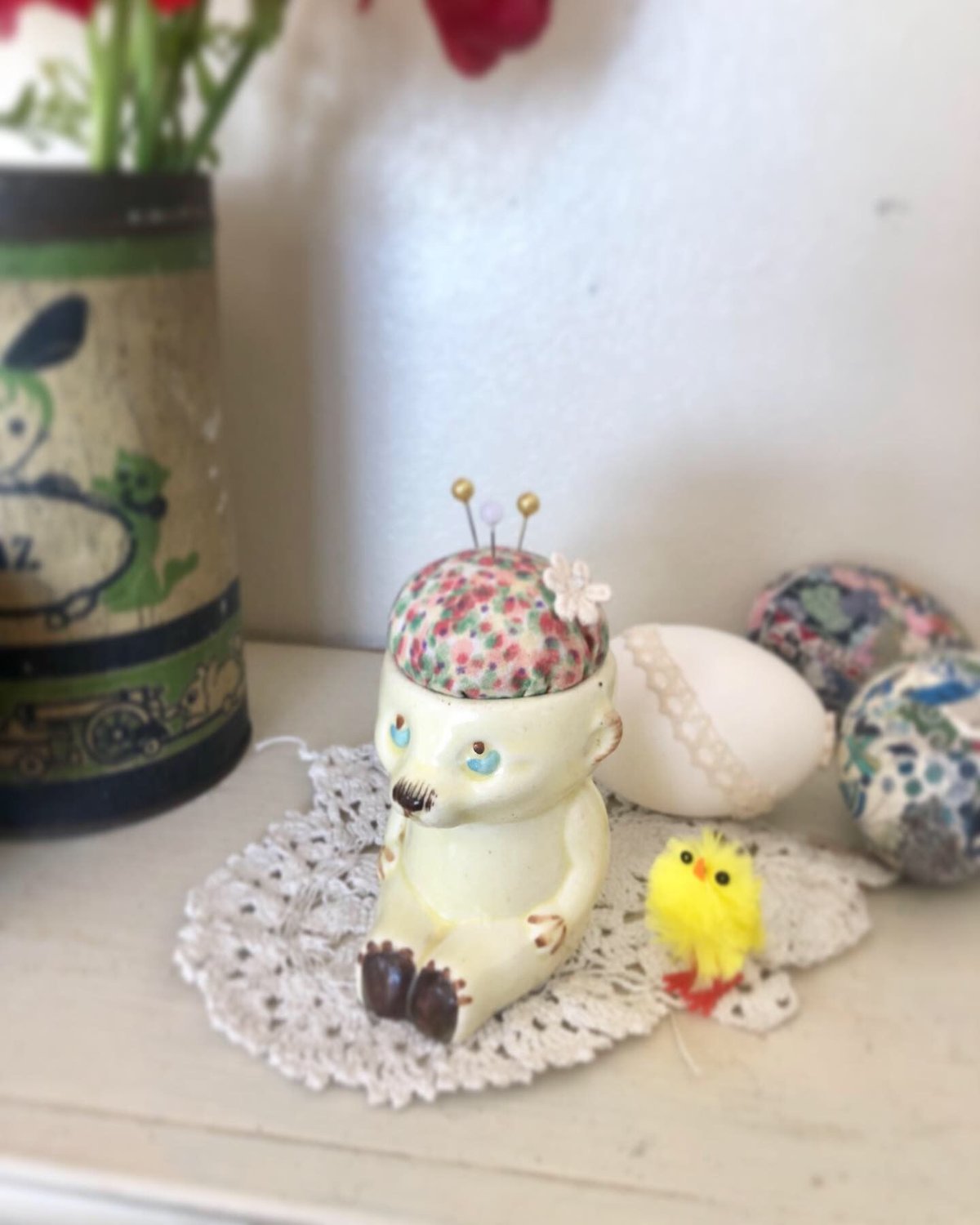 ○tb-7/テディベアの陶器製エッグスタンド | PISKEY -イギリスのふるい