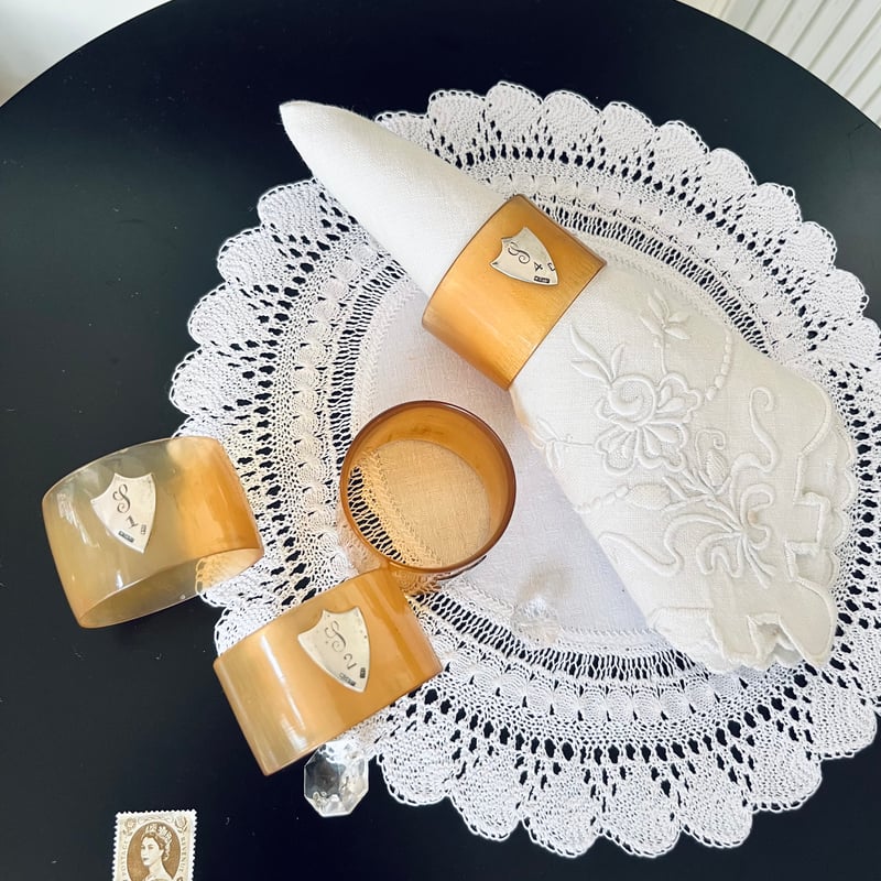 ○o-159/ 4個セット♪ホーン＋シルバー製 ナプキンリング | PISKEY