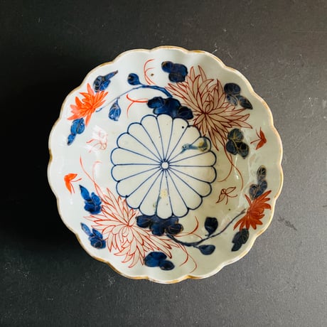 古伊万里 金襴手 金彩 松鶴図 銘々皿 皿 寿 9客 古伊万里 金襴手 金彩