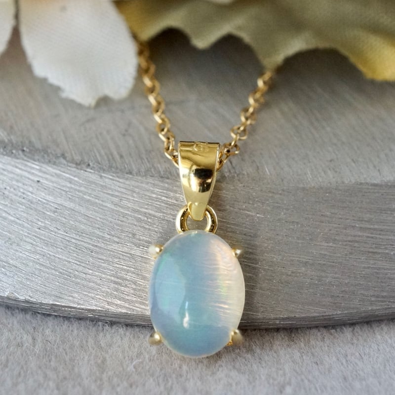 Handmade】オパール ペンダントトップ 18kゴールドプレーテド シルバー