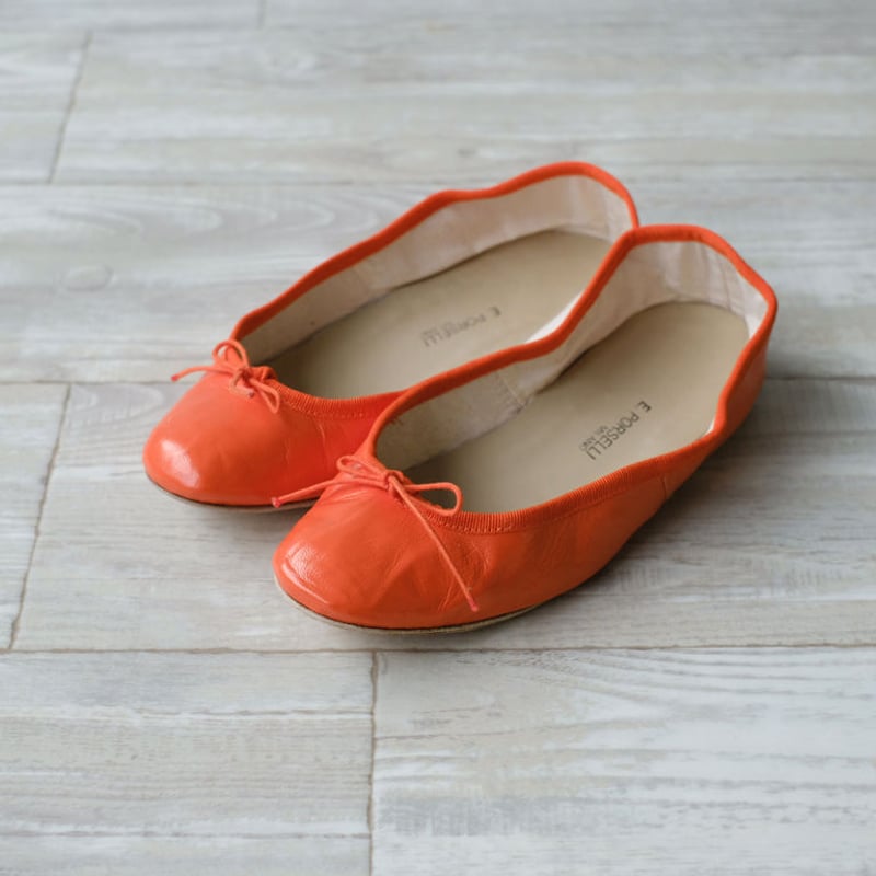 Porselli ポルセリ バレエシューズ オレンジ ハンドメイド 国内正規品
