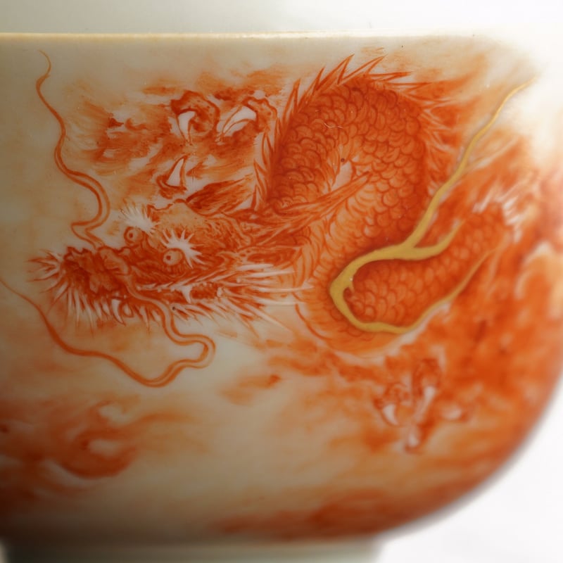 礬紅龍紋二才蓋碗 PA057 | Looking For 物色