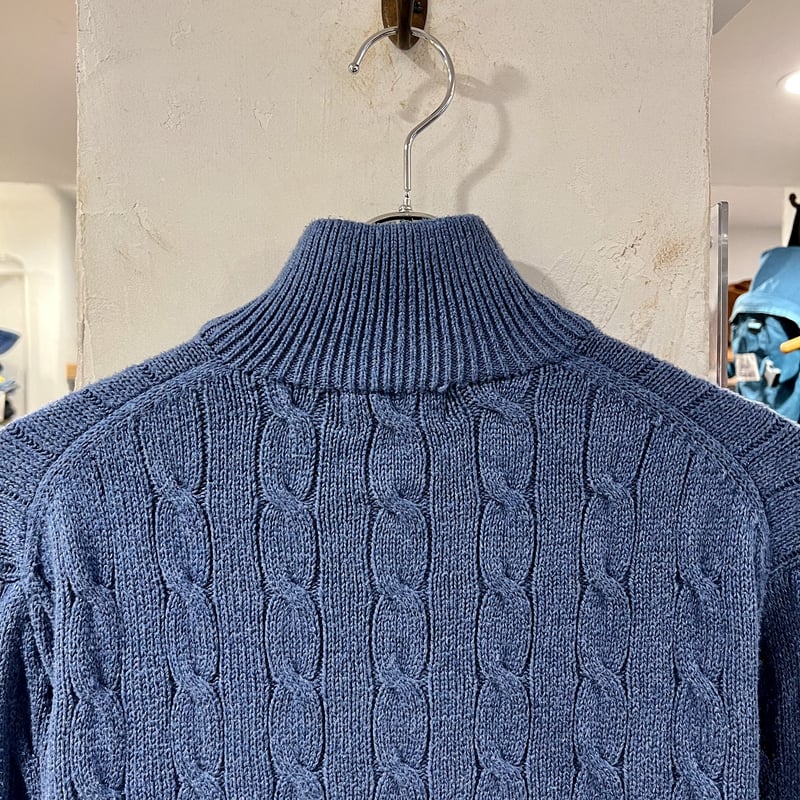 POLO Ralph Lauren ハーフジップケーブルニット ラルフローレン 水色 M