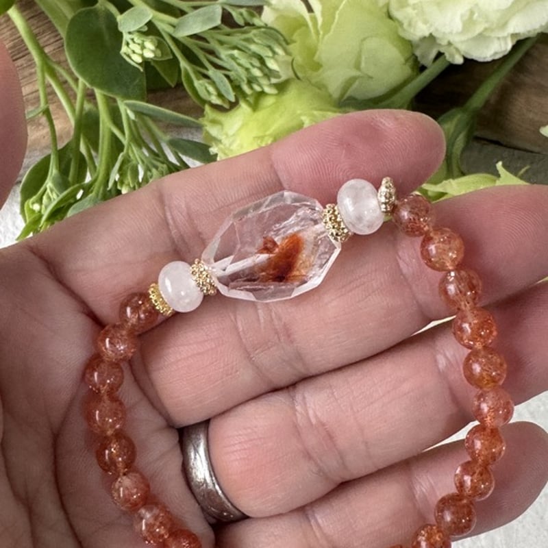 ❤️‍🔥《やさしく灯る炎──ファイヤークォーツ×ミルキー水晶×サン