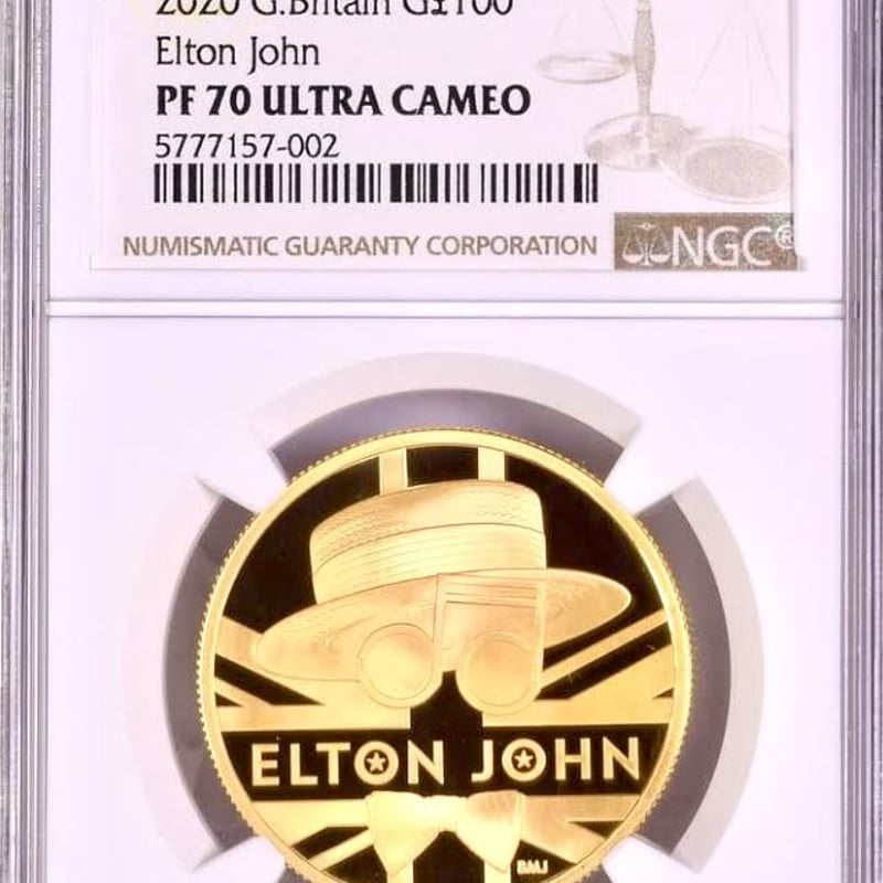 NGC鑑定PF70UC】エルトン・ジョン 1オンス金貨 100ポンド プルーフ
