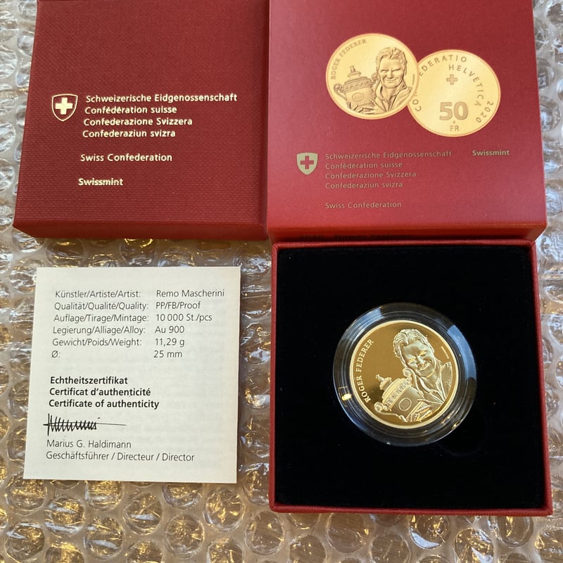 金貨・プルーフコイン版】ロジャーフェデラー ゴールドコイン スイス