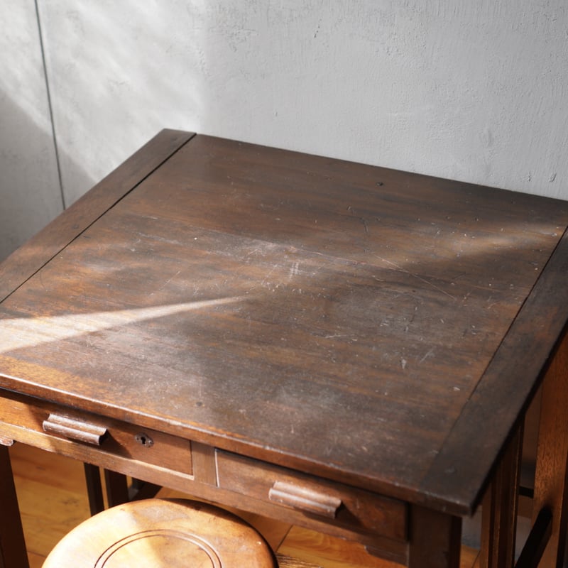 小ぶりなデスク 木製 書斎机 勉強机 テーブル 伸縮 サイドテーブル付き