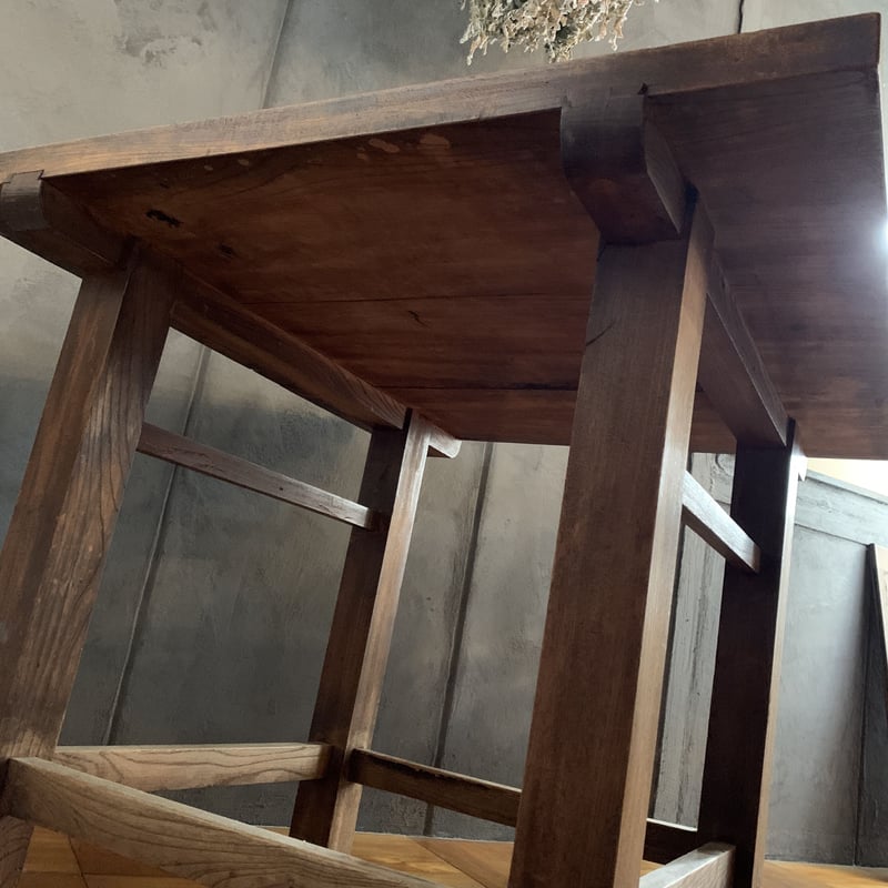 古いテーブル ダイニングテーブル 正方形 作業台 木製 昭和初期 収納