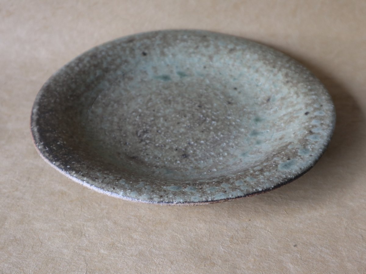 灰釉の釉調抜群 高鶴淳（父 高鶴元）薪窯 孟宗竹灰釉皿 平向付 5客 共