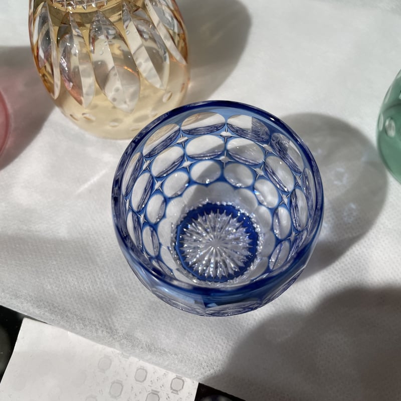 KAGAMI江戸切子 冷酒杯 鍋谷聰 各色 桜 向日葵 紫陽花 水仙 | つちや陶器店