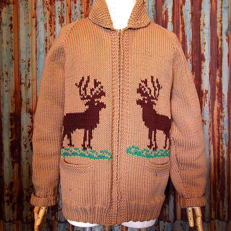 ビンテージ60's○トナカイショールカラーカウチンセーター○231020k5-m