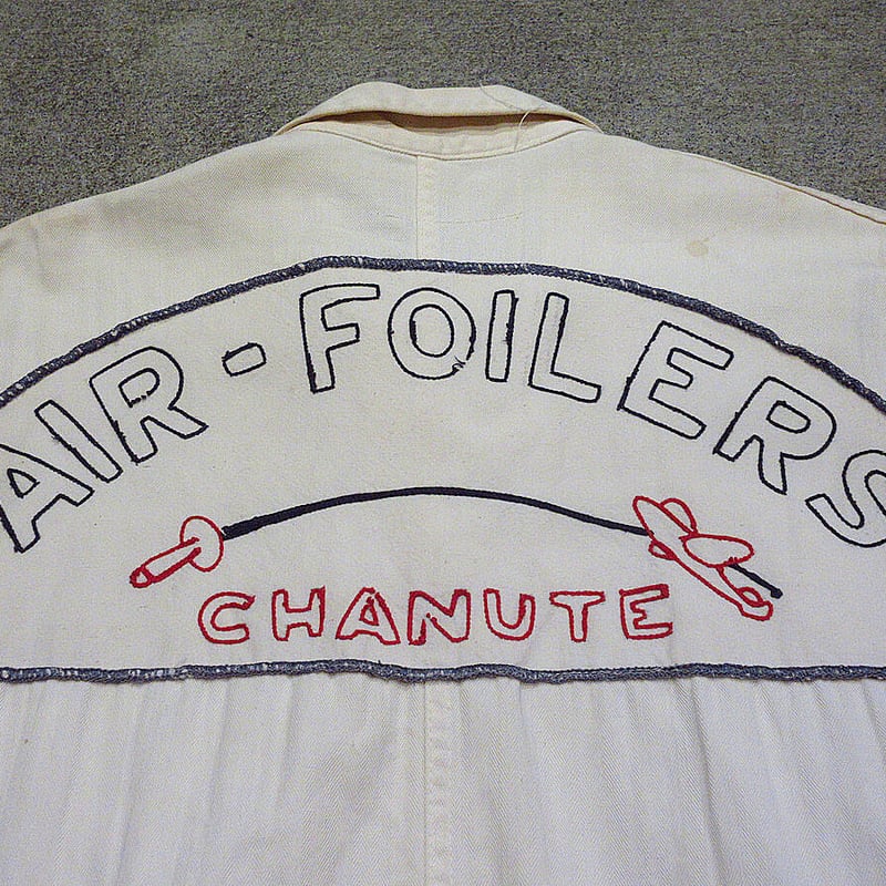 ビンテージ40's○チェーンステッチ刺繍HBTオールインワン生成り