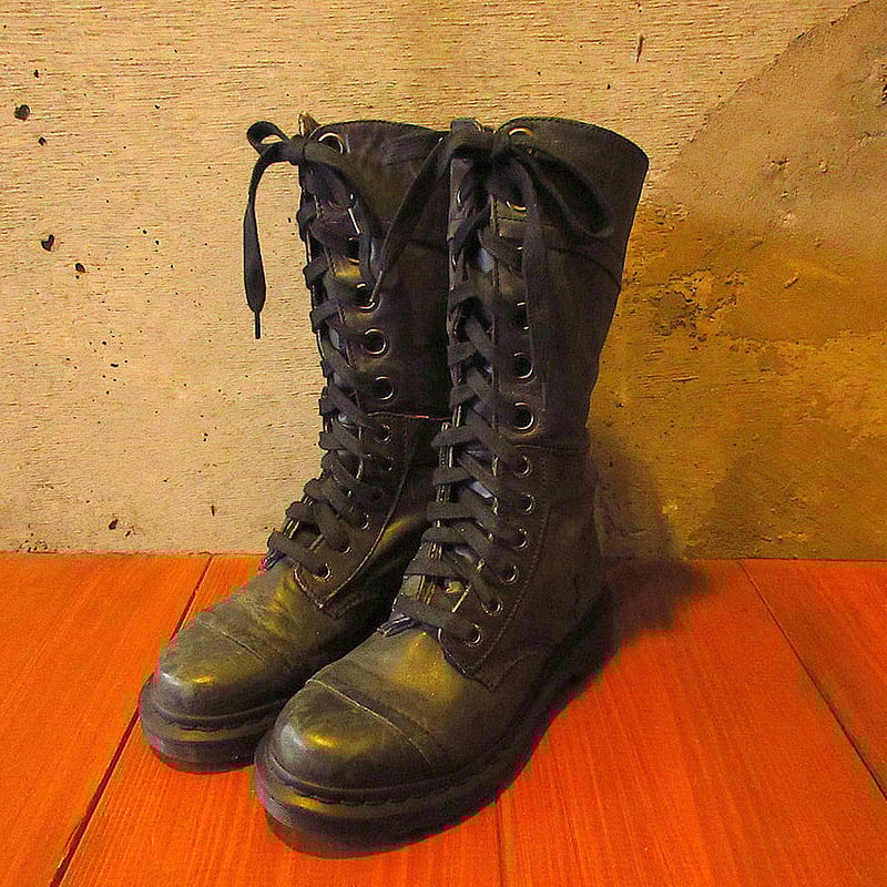 Dr.Martens裏地チェック12ホールブーツ深緑size UK5○231215k6-w-b