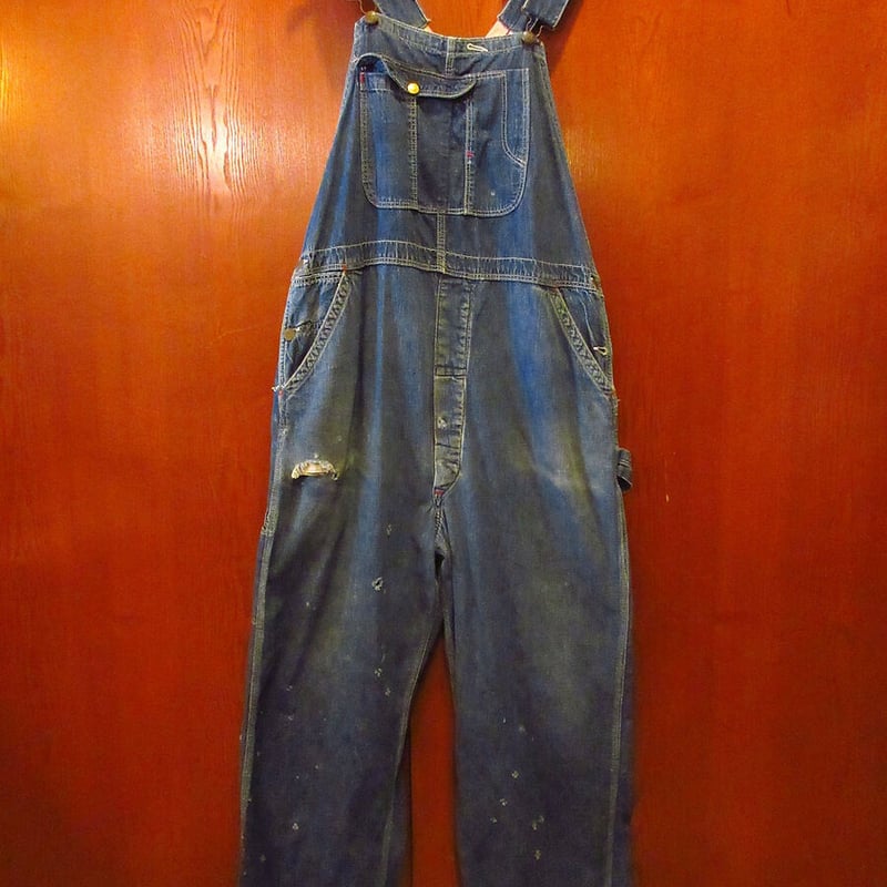 ビンテージ40's50's○BLUE BELLデニムオーバーオールW100cm○201128s
