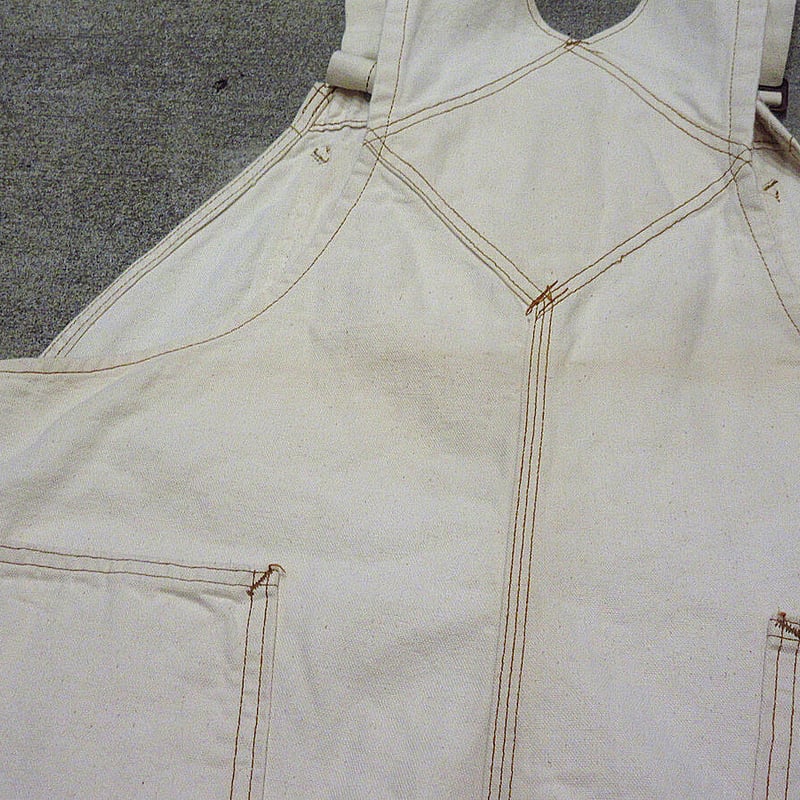 ビンテージ70's○BIG MACエプロン付きダブルニー生成りオーバーオール