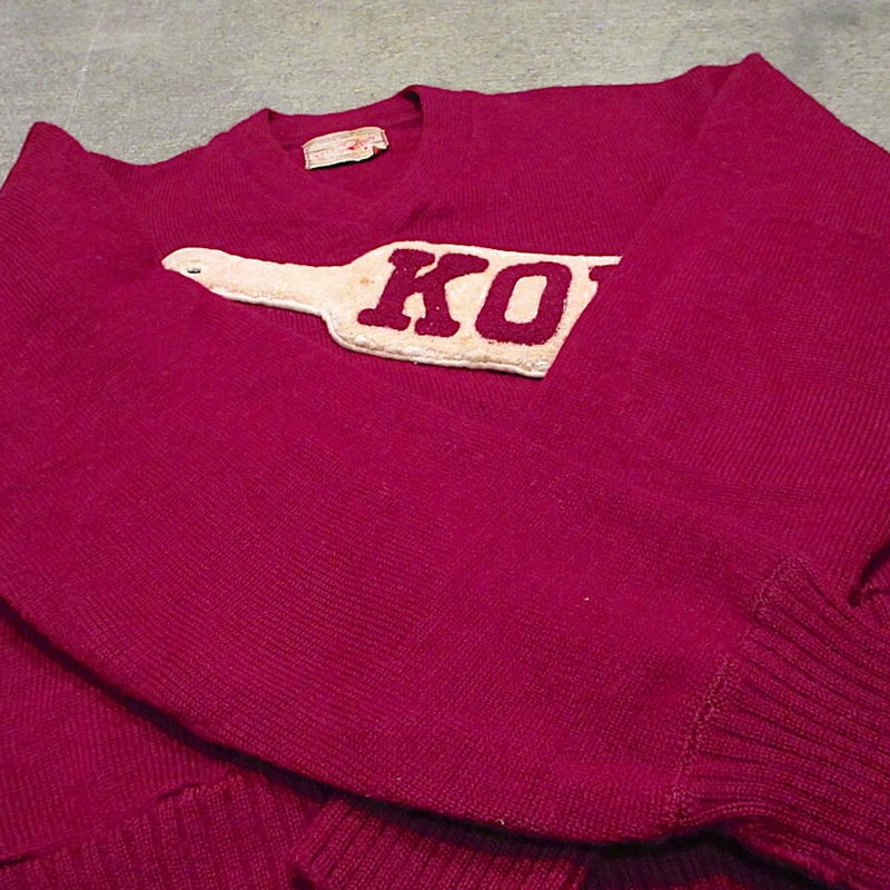 ビンテージ50's○LASLEY KNITTING Vネックレタードセーター○211219r3